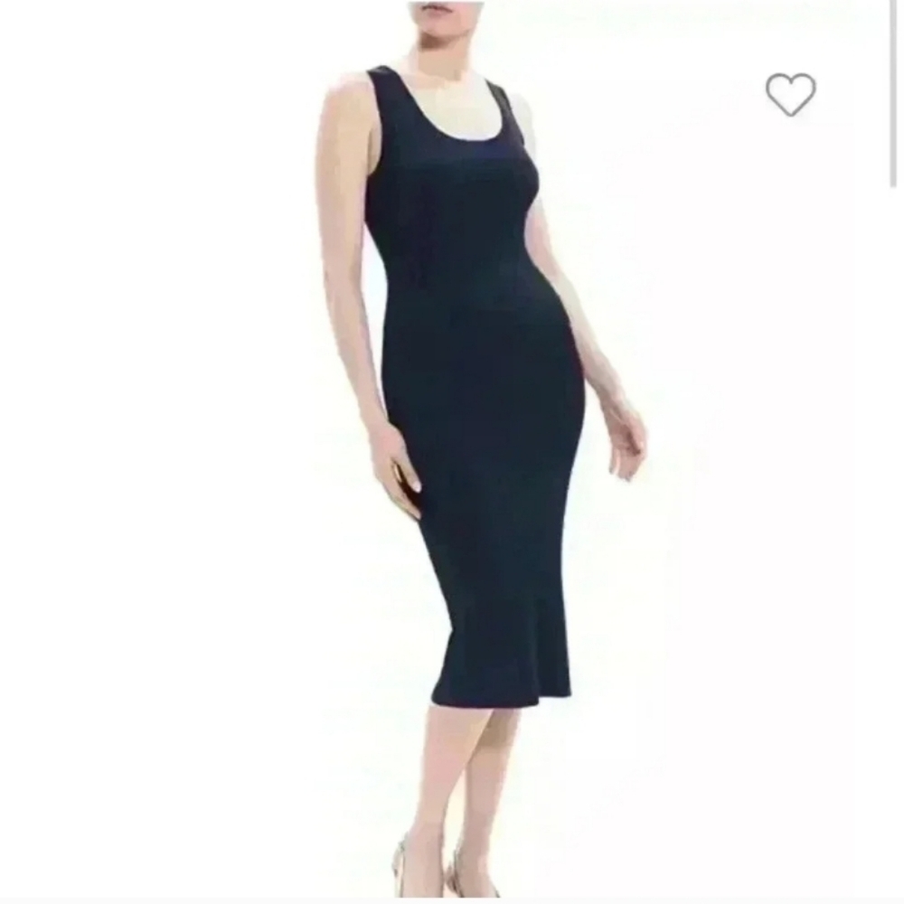 Theory Racer Tank Dress Ribbed Modal Cotton Deep Navy